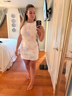 Tie dye denim mini dress by French connection